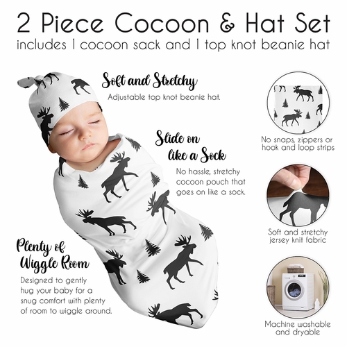 Rustic Patch Collection Baby Cocoon and Beanie Hat - 2 Piece Set - alt image 5