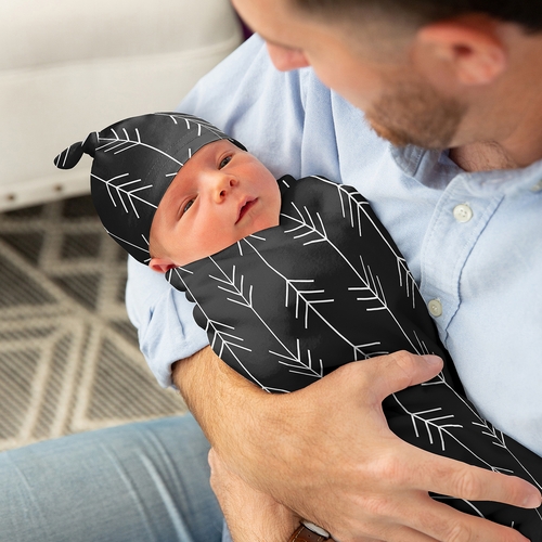 Rustic Patch Collection Baby Cocoon and Beanie Hat - 2 Piece Set - Arrow Print - alt image 2