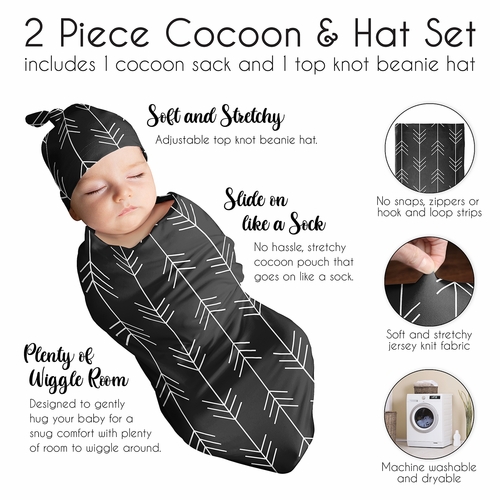 Rustic Patch Collection Baby Cocoon and Beanie Hat - 2 Piece Set - Arrow Print - alt image 5