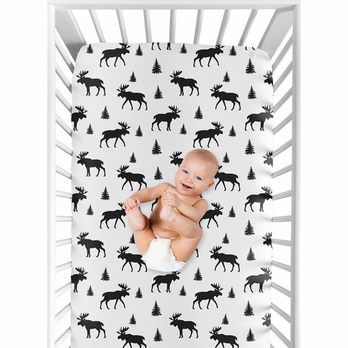 Rustic Patch Collection Crib Sheet - Moose Print - alt image 3