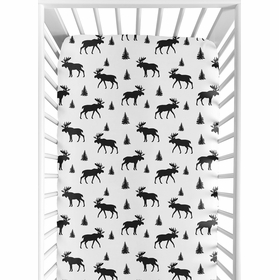 Rustic Patch Collection Crib Sheet - Moose Print
