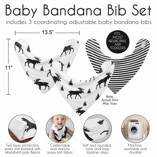 Rustic Patch Collection Fabric Bandana Baby Bibs - 3 Pack Set - alt image 2