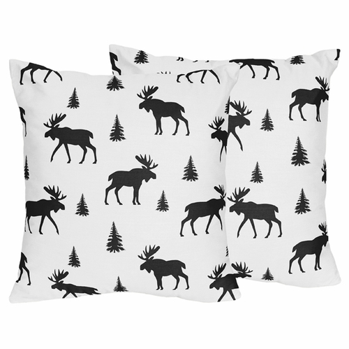 Rustic Patch Collection Moose Print Decorative Accent Throw Pillows - Set of 2