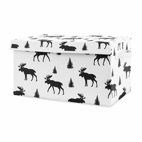 Rustic Patch Collection Moose Print Fabric Toy Bin Storage