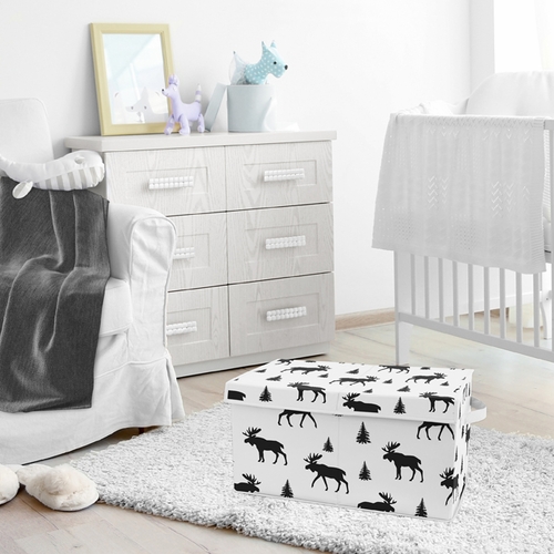 Rustic Patch Collection Moose Print Fabric Toy Bin Storage - alt image 3
