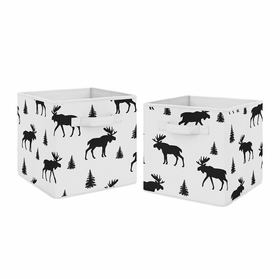 Rustic Patch Collection Moose Print Foldable Fabric Storage Bins - Set of 2