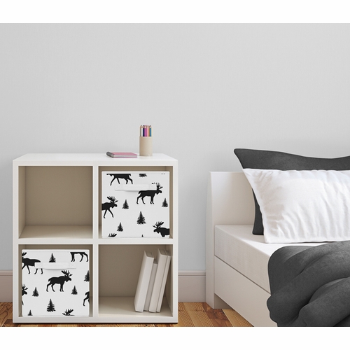 Rustic Patch Collection Moose Print Foldable Fabric Storage Bins - Set of 2 - alt image 1