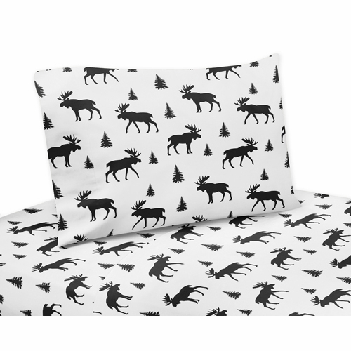 Rustic Patch Collection Moose Print Twin Sheet Set