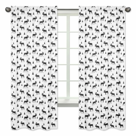 Rustic Patch Collection Moose Print Window Panels - Set of 2