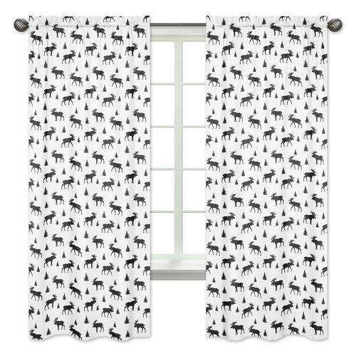 Rustic Patch Collection Moose Print Window Panels - Set of 2