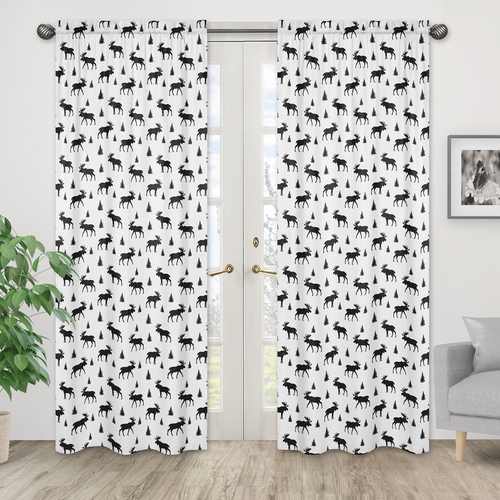Rustic Patch Collection Moose Print Window Panels - Set of 2 - alt image 1