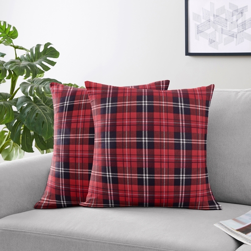Rustic Patch Collection Plaid Decorative Accent Throw Pillows - Set of 2 - alt image 1