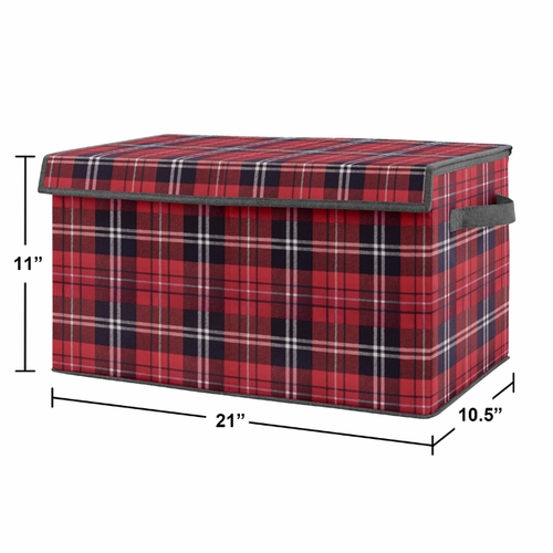 Rustic Patch Collection Plaid Flannel Fabric Toy Bin Storage - alt image 1