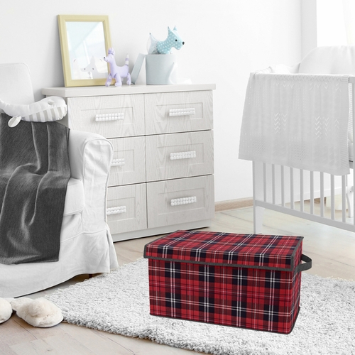 Rustic Patch Collection Plaid Flannel Fabric Toy Bin Storage - alt image 3
