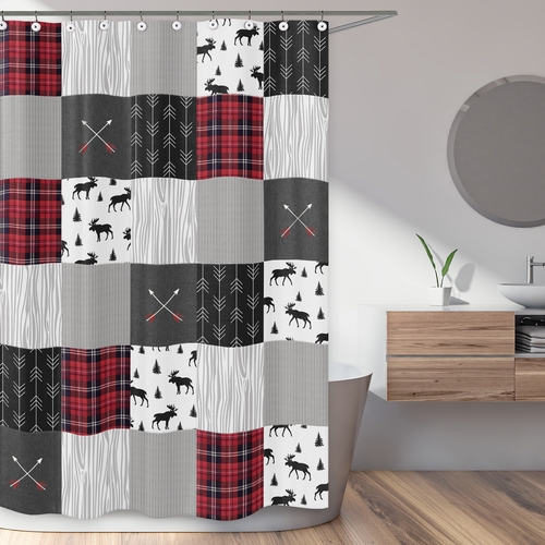 Rustic Patch Collection Shower Curtain - alt image 1
