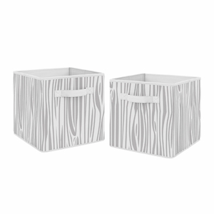 Rustic Patch Collection Wood Print Foldable Fabric Storage Bins