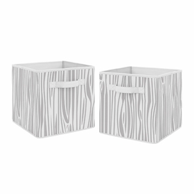 Rustic Patch Collection Wood Print Foldable Fabric Storage Bins