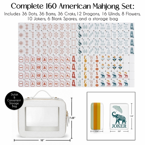 Sage Green Vintage Paradise Collection American Mahjong Tile Set (160pc) 1.24in. Layered Acrylic with White Faux Leather Travel Bag - alt image 1