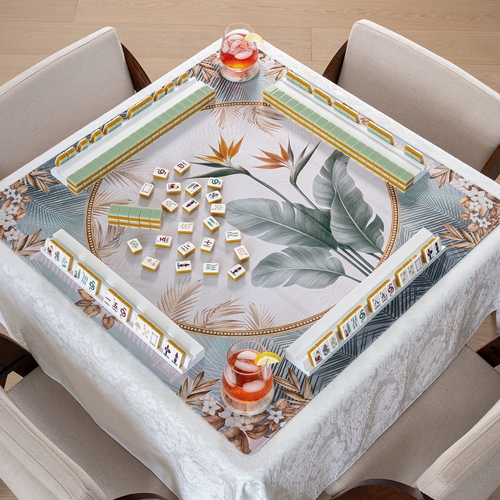 Sage Green Woodland Collection American Mahjong Tile Set (160pc) 1.24in. Layered Acrylic with White Faux Leather Travel Bag - alt image 4