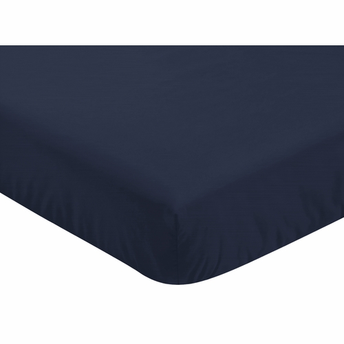 Sailor Collection Crib Sheet - Solid Navy Blue - alt image 2