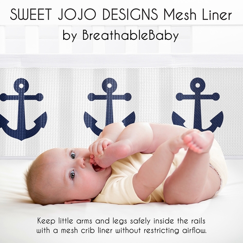 Sailor Collection Sweet Jojo Designs + BreathableBaby Breathable Mesh Crib Liner Pad - alt image 2