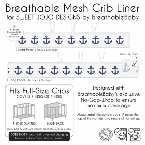 Sailor Collection Sweet Jojo Designs + BreathableBaby Breathable Mesh Crib Liner Pad - alt image 5