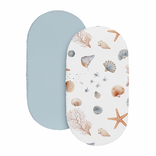 Seashells Collection 2 Pack Baby Bassinet Fitted Sheets - alt image 1