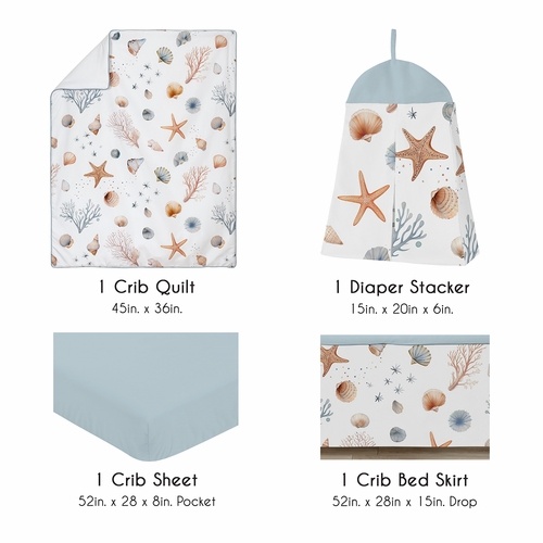 Seashells Collection 4 Piece Crib Bedding - alt image 1