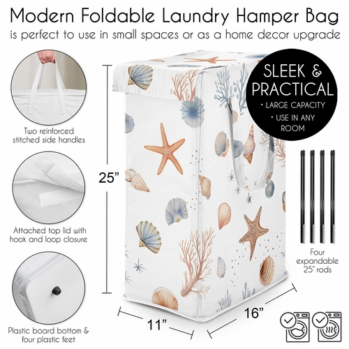 Seashells Collection Laundry Hamper with Handles - alt image 4