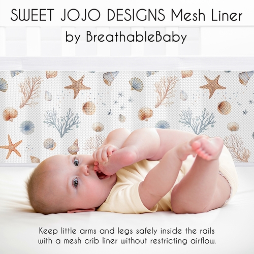 Seashells Collection Sweet Jojo Designs + BreathableBaby Breathable Mesh Crib Liner - alt image 2