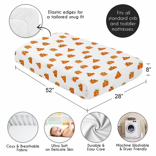 Seasonal Halloween Collection Crib Sheet - Pumpkins Print - alt image 3