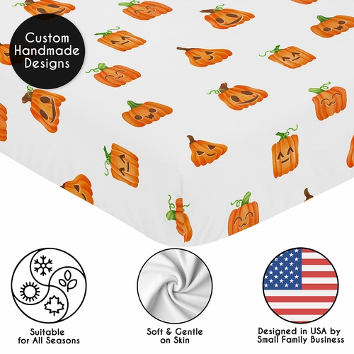 Seasonal Halloween Collection Crib Sheet - Pumpkins Print - alt image 4