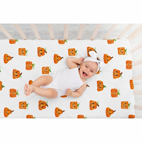 Seasonal Halloween Collection Crib Sheet - Pumpkins Print - alt image 5