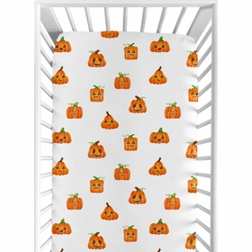 Seasonal Halloween Collection Crib Sheet - Pumpkins Print