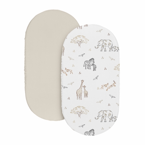 Serengeti Animals Collection 2 Pack Baby Bassinet Fitted Sheets - alt image 1