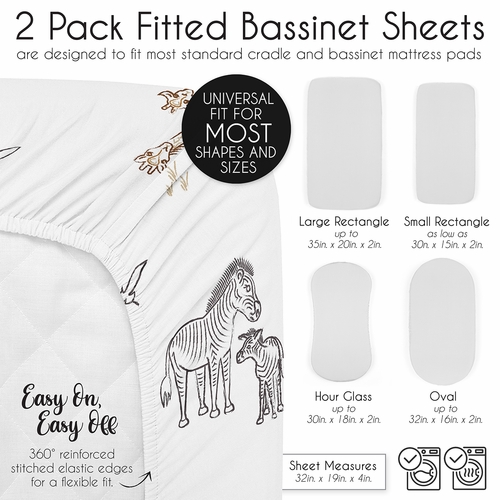 Serengeti Animals Collection 2 Pack Baby Bassinet Fitted Sheets - alt image 5