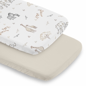 Serengeti Animals Collection 2 Pack Baby Bassinet Fitted Sheets