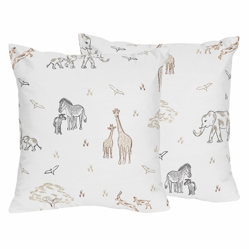 Serengeti Animals Collection Decorative Accent Throw Pillows - Set of 2