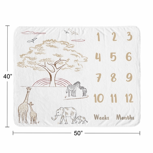 Serengeti Animals Collection Monthly Milestone Baby Blanket - alt image 3