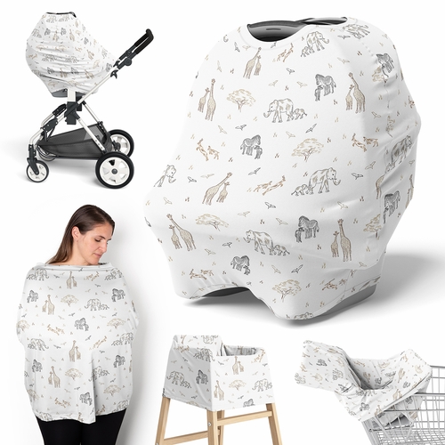 Serengeti Animals Collection Multi Use Baby Car Seat and Nursing Cover