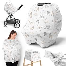 Serengeti Animals Collection Multi Use Baby Car Seat and Nursing Cover
