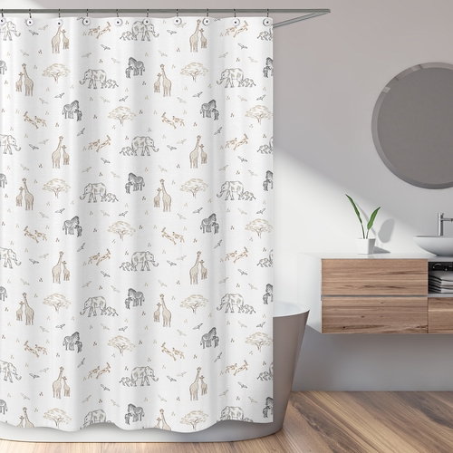 Serengeti Animals Collection Shower Curtain - alt image 1