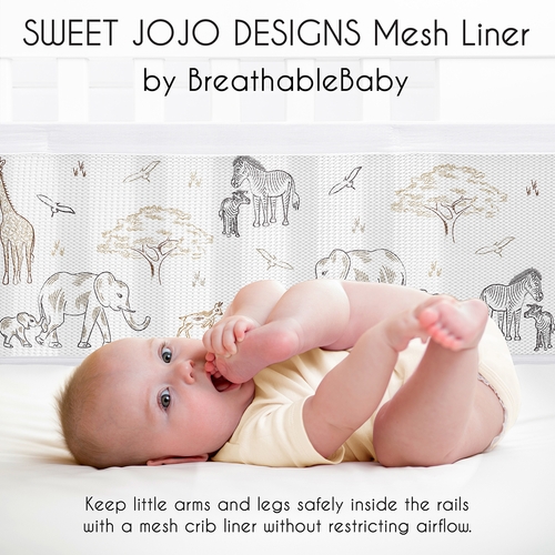 Serengeti Animals Collection Sweet Jojo Designs + BreathableBaby Breathable Mesh Crib Liner - alt image 2