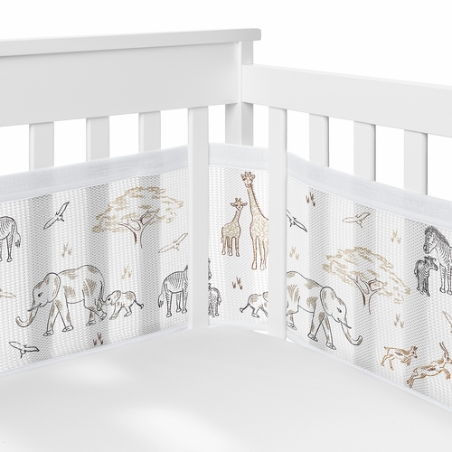 Serengeti Animals Collection Sweet Jojo Designs + BreathableBaby Breathable Mesh Crib Liner