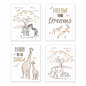 Serengeti Collection Wall Art Prints - Set of 4