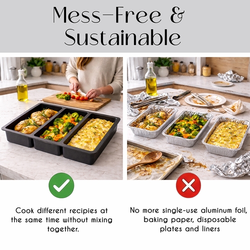 Silicone Divided Meal Prep Bowl and Reheating Serving Tray - alt image 1