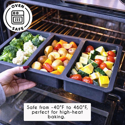 Silicone Divided Meal Prep Bowl and Reheating Serving Tray - alt image 2