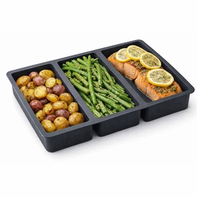 Silicone Divided Meal Prep Bowl and Reheating Serving Tray