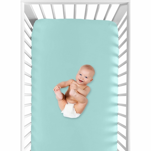 Skylar Collection Crib Sheet - Turquoise - alt image 3