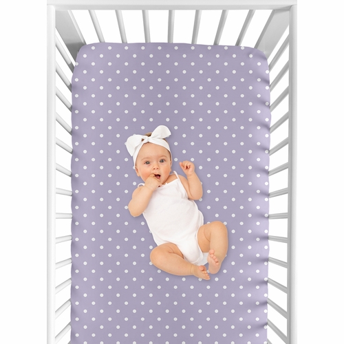 Sloane Collection Crib Sheet - Lavender Dot - alt image 3